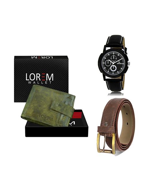 belt, wallet & watch leatherette gift combo - 19272112 - Very Small Image - 1