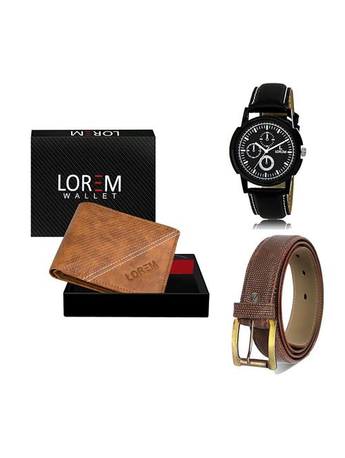 belt, wallet & watch leatherette gift combo - 19272123 - Very Small Image - 1
