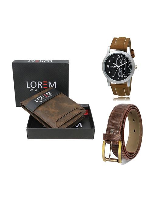 belt, wallet & watch leatherette gift combo - 19272140 - Very Small Image - 1