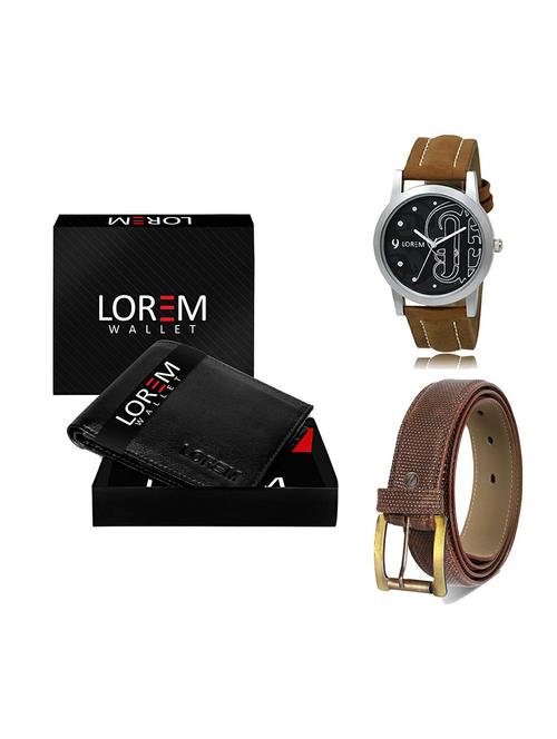 belt, wallet & watch leatherette gift combo - 19272150 - Very Small Image - 1