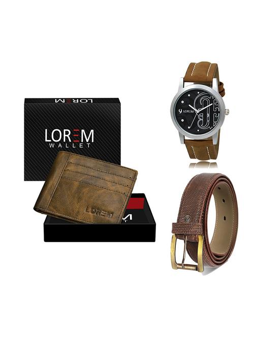 belt, wallet & watch leatherette gift combo - 19272154 - Very Small Image - 1