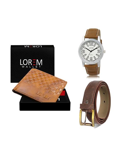 belt, wallet & watch leatherette gift combo - 19272217 - Very Small Image - 1