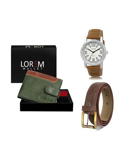 belt, wallet & watch leatherette gift combo - 19272226 - Very Small Image - 1