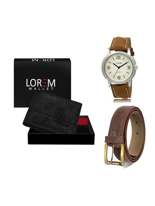 belt, wallet & watch leatherette gift combo - 19272256 - Very Small Image - 1