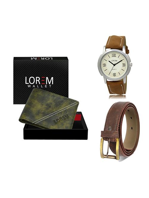 belt, wallet & watch leatherette gift combo - 19272259 - Very Small Image - 1