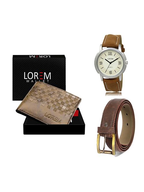 belt, wallet & watch leatherette gift combo - 19272261 - Very Small Image - 1