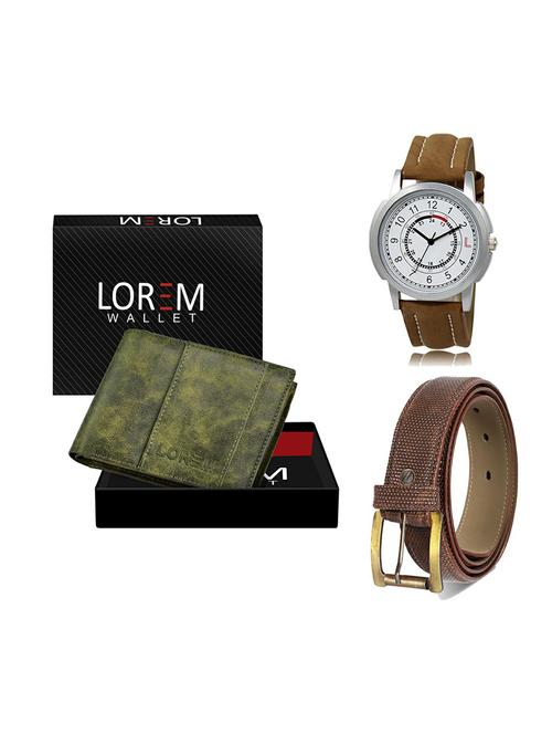 belt, wallet & watch leatherette gift combo - 19272288 - Very Small Image - 1