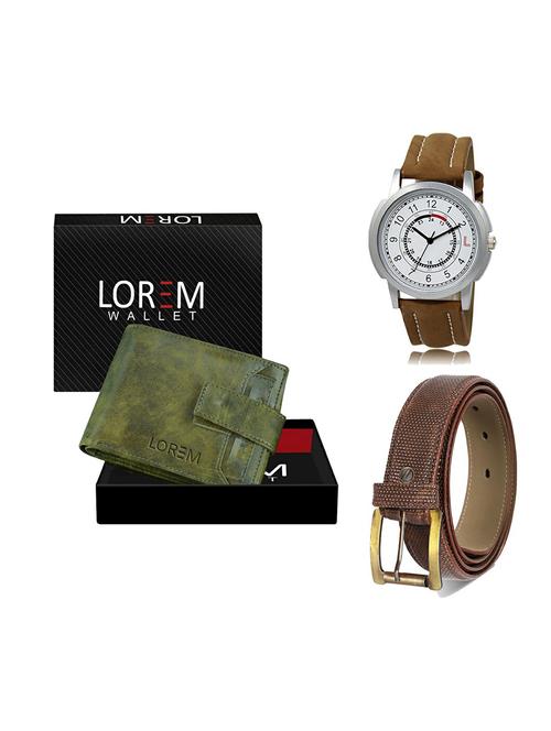 belt, wallet & watch leatherette gift combo - 19272292 - Very Small Image - 1