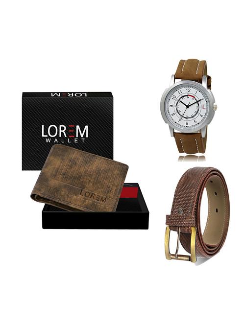 belt, wallet & watch leatherette gift combo - 19272298 - Very Small Image - 1
