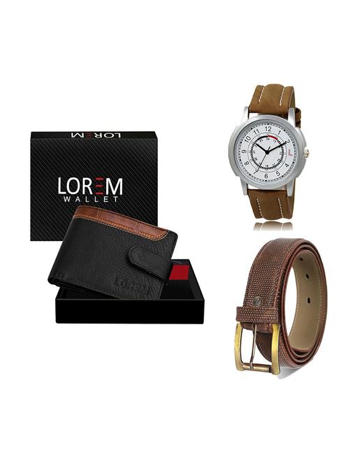 belt, wallet & watch leatherette gift combo - 19272315 - Very Small Image - 1