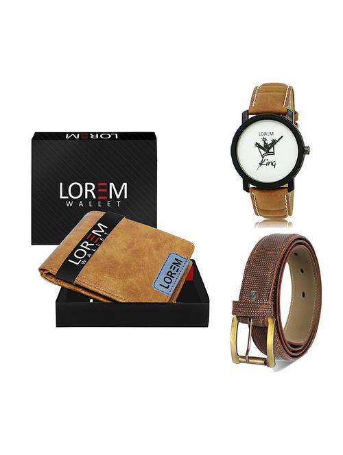 belt, wallet & watch leatherette gift combo - 19272326 - Very Small Image - 1