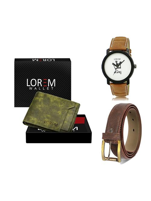 belt, wallet & watch leatherette gift combo - 19272331 - Very Small Image - 1