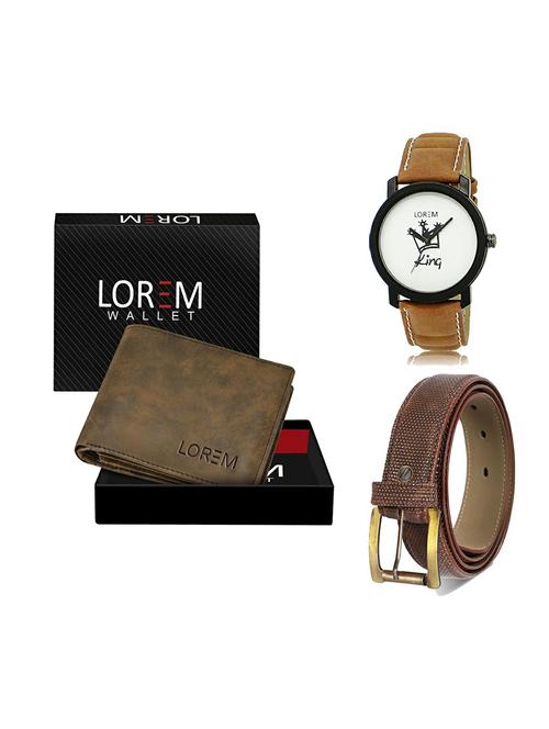 belt, wallet & watch leatherette gift combo - 19272340 - Very Small Image - 1