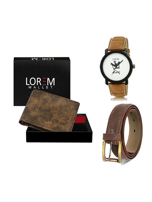 belt, wallet & watch leatherette gift combo - 19272343 - Very Small Image - 1