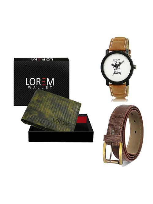 belt, wallet & watch leatherette gift combo - 19272345 - Very Small Image - 1