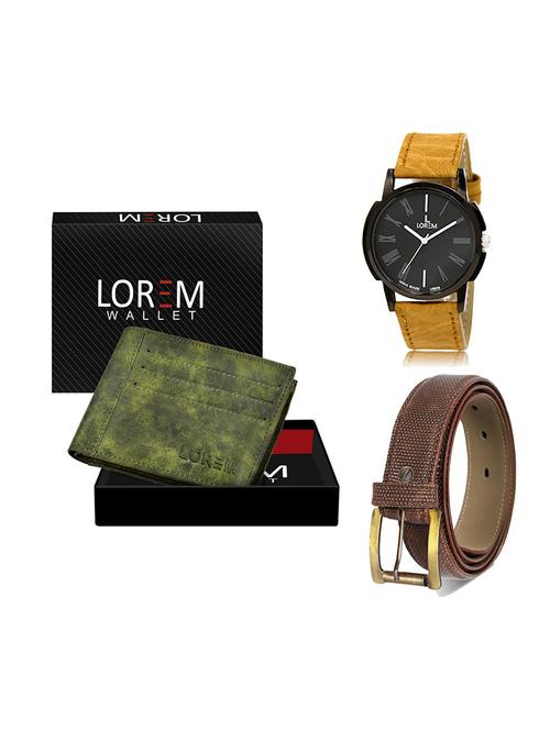 belt, wallet & watch leatherette gift combo - 19272377 - Very Small Image - 1
