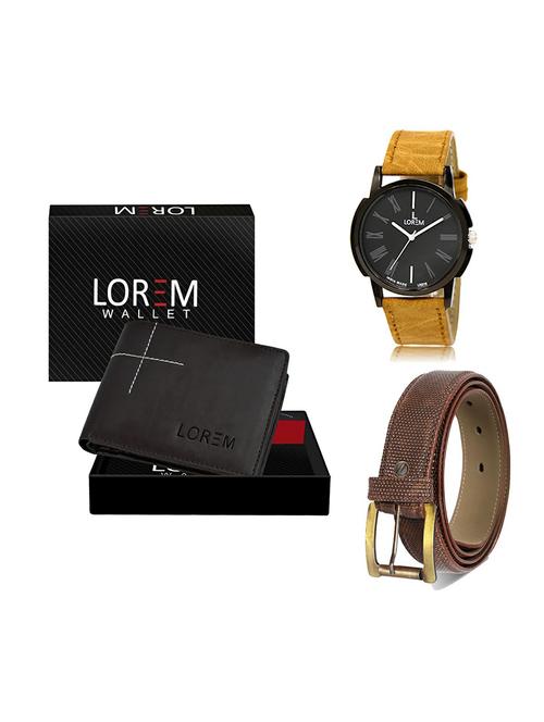 belt, wallet & watch leatherette gift combo - 19272401 - Very Small Image - 1