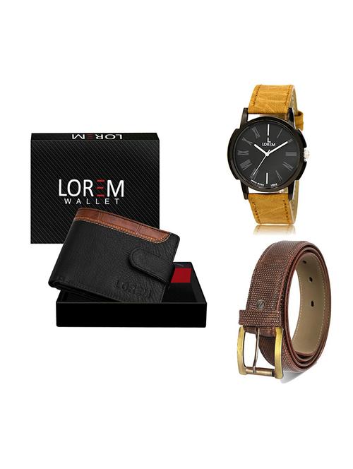 belt, wallet & watch leatherette gift combo - 19272405 - Very Small Image - 1