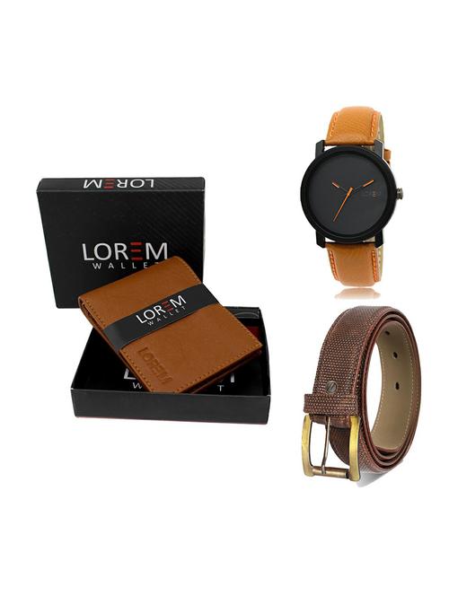 belt, wallet & watch leatherette gift combo - 19272408 - Very Small Image - 1