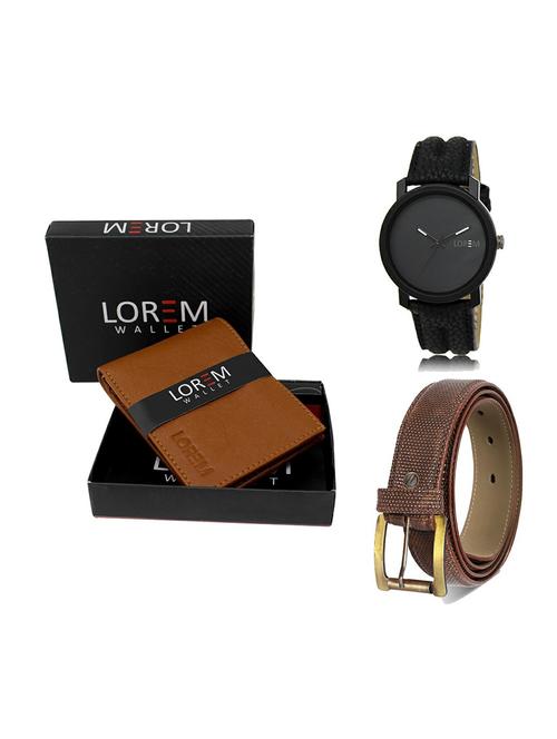belt, wallet & watch leatherette gift combo - 19272453 - Very Small Image - 1