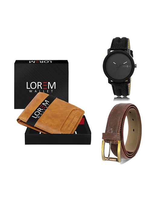 belt, wallet & watch leatherette gift combo - 19272456 - Very Small Image - 1