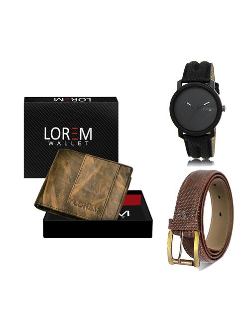 belt, wallet & watch leatherette gift combo - 19272470 - Very Small Image - 1