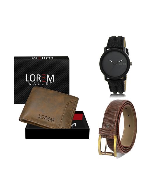 belt, wallet & watch leatherette gift combo - 19272474 - Very Small Image - 1