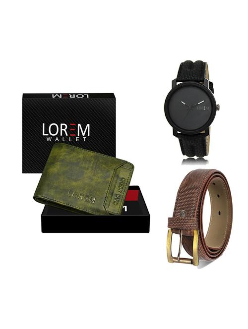 belt, wallet & watch leatherette gift combo - 19272477 - Very Small Image - 1