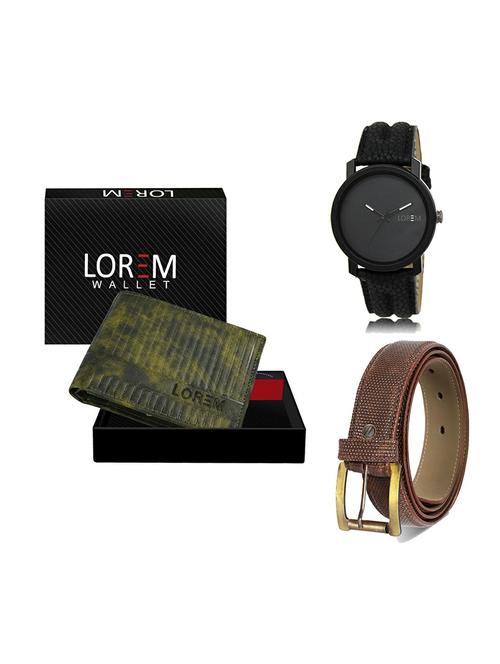 belt, wallet & watch leatherette gift combo - 19272480 - Very Small Image - 1