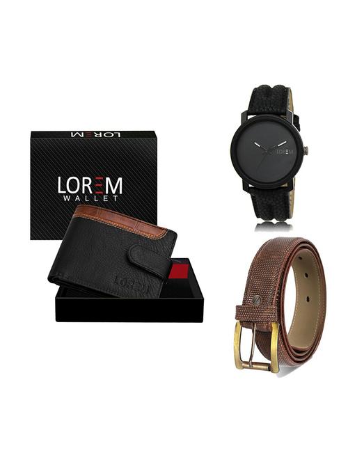 belt, wallet & watch leatherette gift combo - 19272495 - Very Small Image - 1