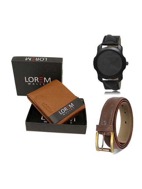 belt, wallet & watch leatherette gift combo - 19272497 - Very Small Image - 1
