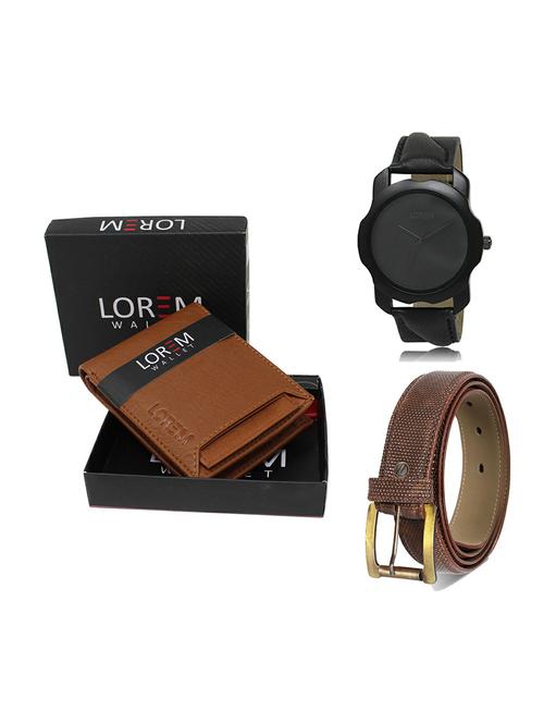 belt, wallet & watch leatherette gift combo - 19272499 - Very Small Image - 1