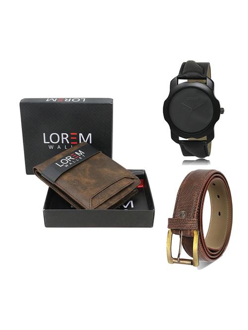 belt, wallet & watch leatherette gift combo - 19272500 - Very Small Image - 1