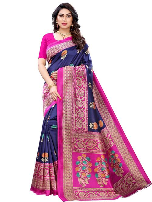 blue ethnic motif wovensaree with blouse - 19280198 - Very Small Image - 1