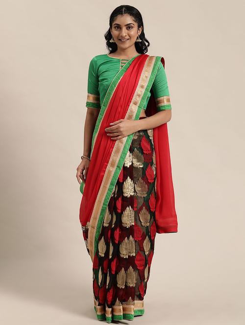women's bordered multi colored saree - 19281196 - Very Small Image - 1