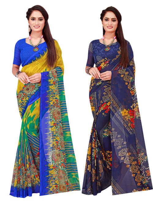 pack of 2 printed saree with blouse - 19281226 - Very Small Image - 1