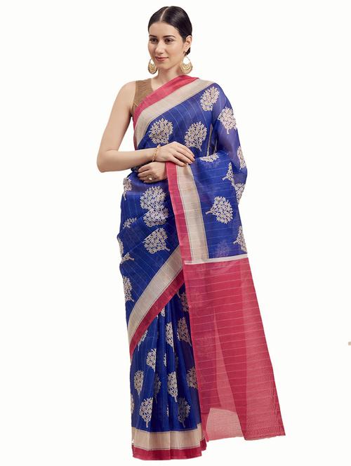 women's quirky indigo colored saree - 19282021 - Very Small Image - 1