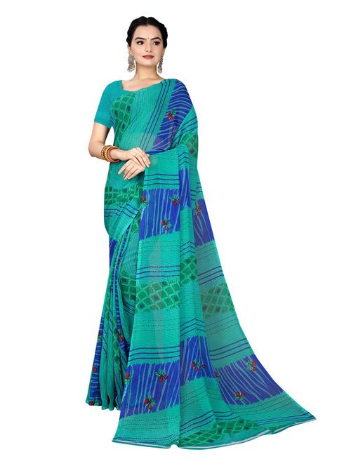 green printed bollywood saree - 19282291 - Very Small Image - 1