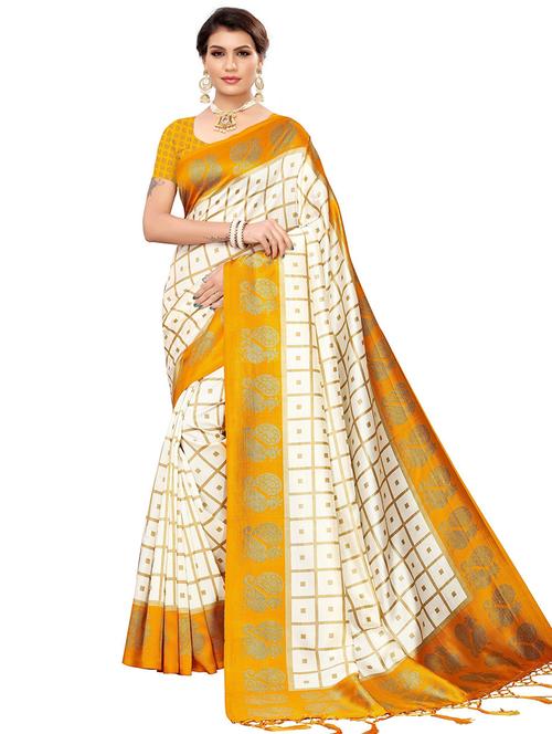 yellow self design bollywood saree with blouse - 19283547 - Very Small Image - 1