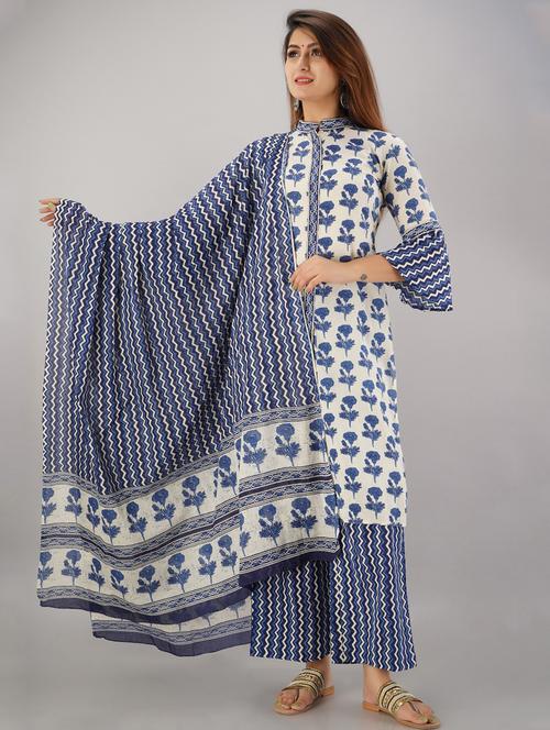 printed kurta palazzo set - 19283822 - Very Small Image - 1