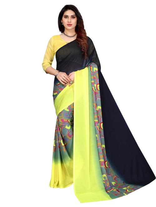 yellow printed bollywood saree with blouse - 19285303 - Very Small Image - 1