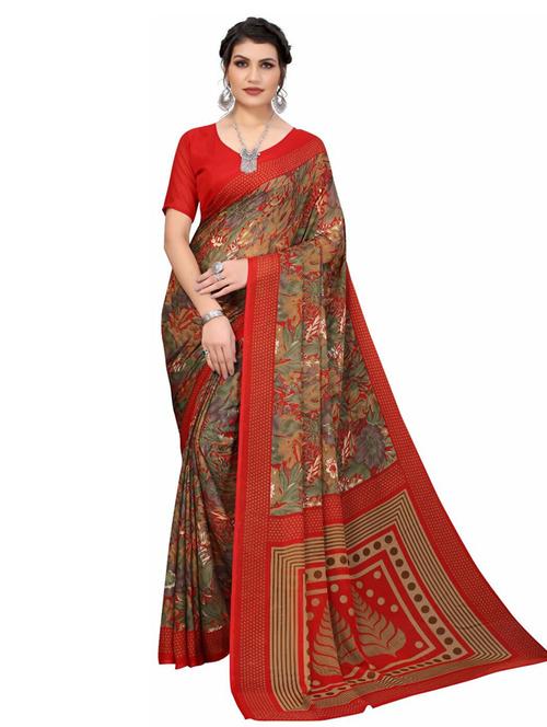 red printed bollywood saree with blouse - 19285309 - Very Small Image - 1