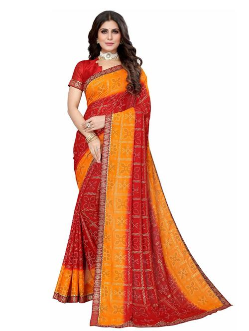 red printed bollywood saree with blouse - 19285324 - Very Small Image - 1