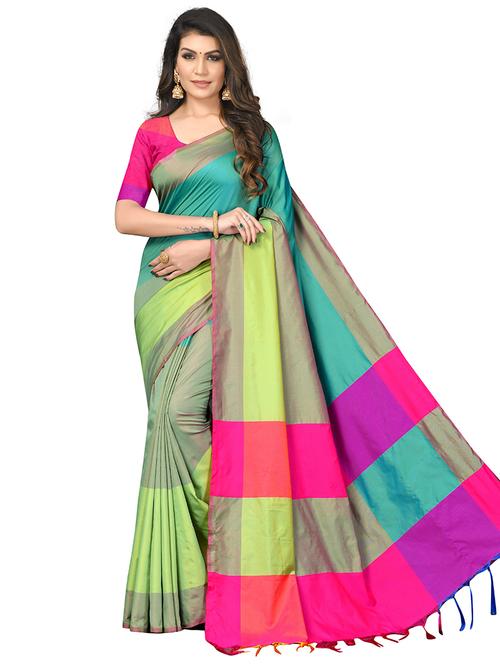 multi colored color block bollywood saree with blouse - 19285328 - Very Small Image - 1