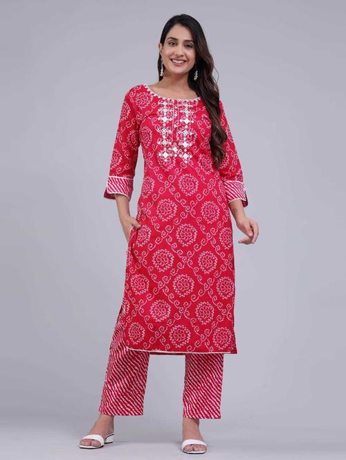 printed kurta palazzo set - 19285573 - Very Small Image - 1