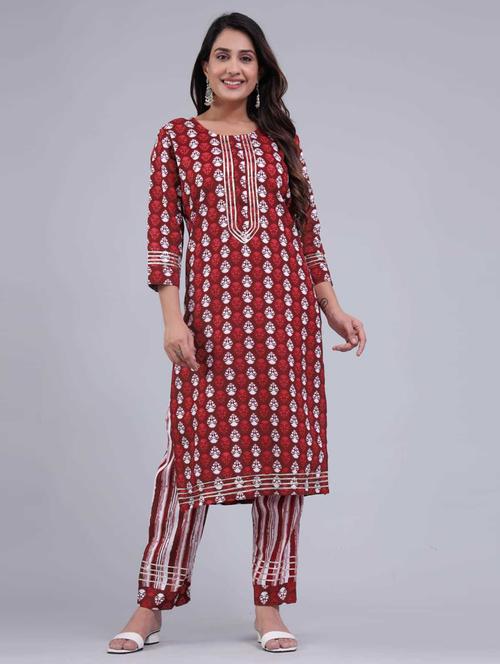 printed kurta palazzo set - 19285575 - Very Small Image - 1