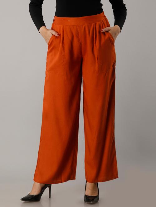 red mid rise solid trouser - 19285604 - Very Small Image - 1