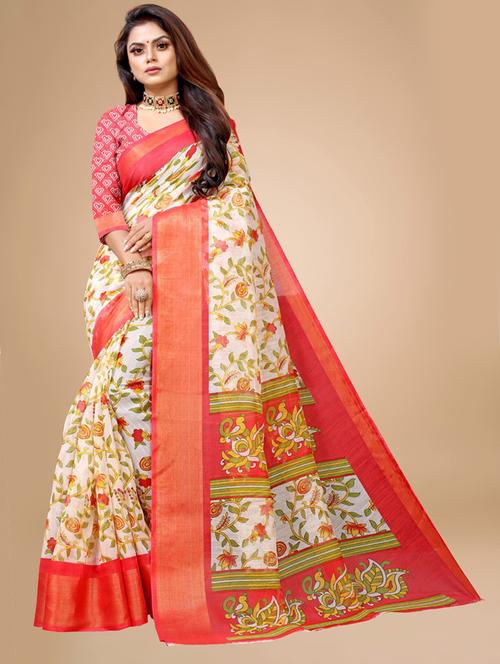 ethnic motif printed saree - 19285658 - Very Small Image - 1