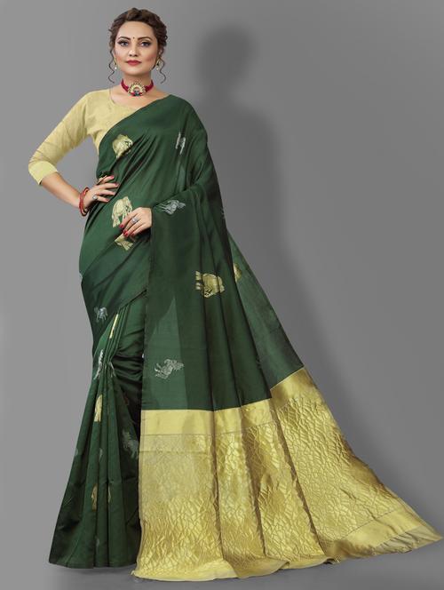 ethnic motif woven saree with blouse - 19285676 - Very Small Image - 1