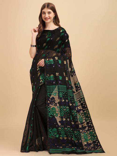 ethnic motif woven saree with blouse - 19285695 - Very Small Image - 1